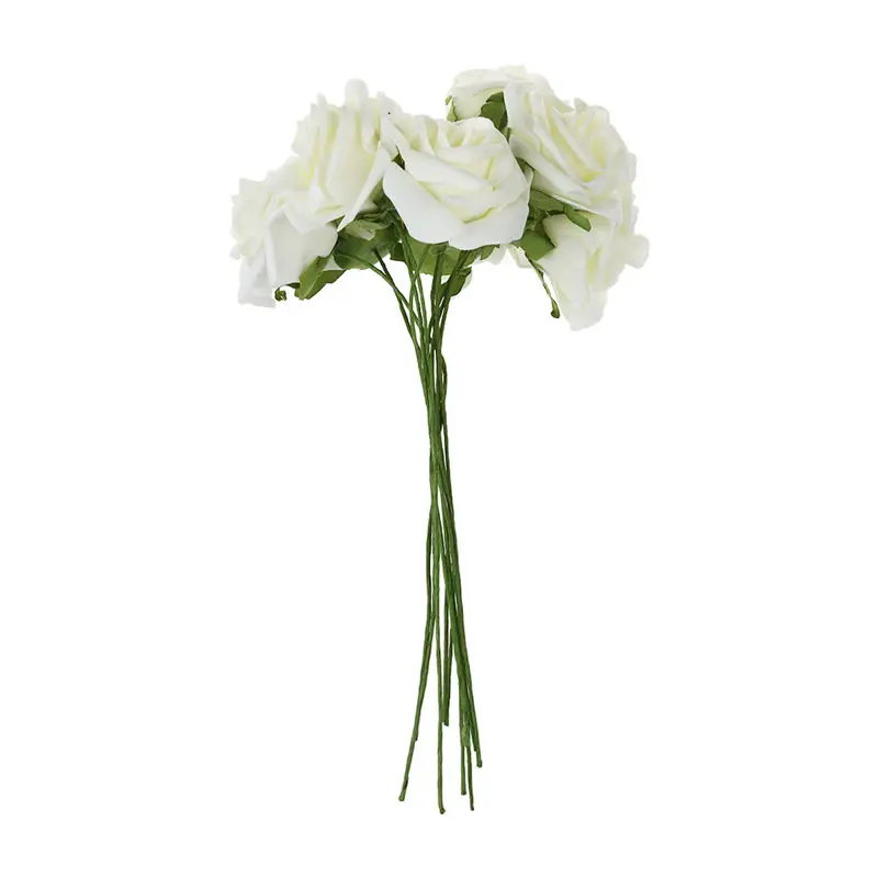 

Ivory Artificial Foam Rose Bouquet 10 PE Floral Flowers Bridal Wedding Decor 7cm