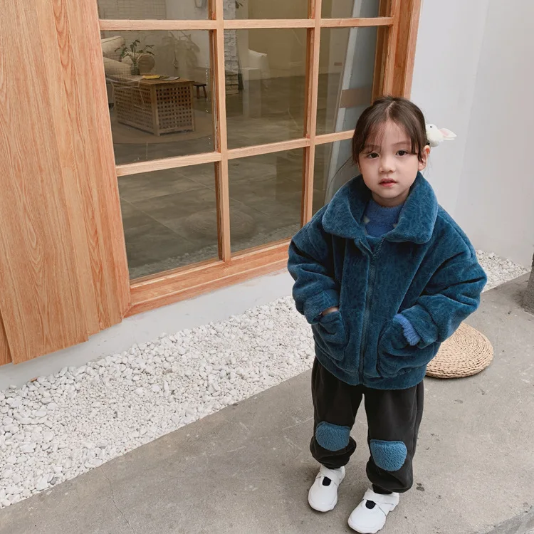 Tckids детская одежда настраиваемый зимний стиль ретро матовый и толстый патч пушистые тренировочные брюки