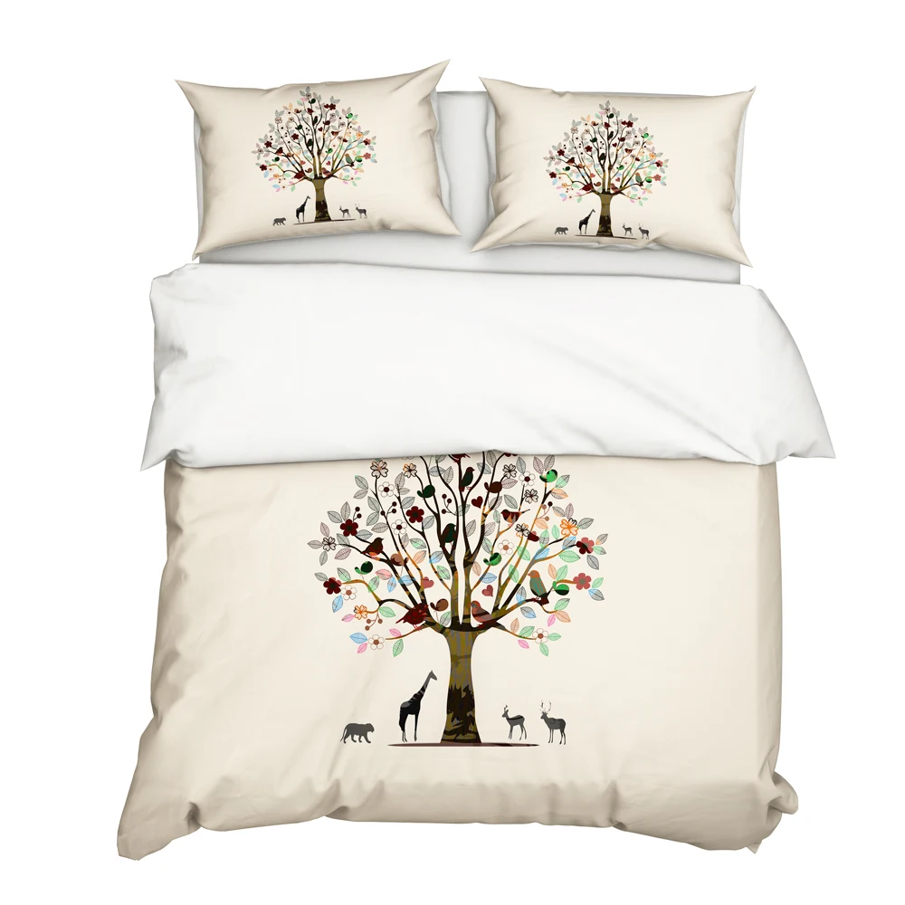

YuXiu 3D Animal Tree Duvet Covers 3Pcs Set Black Bedding Sets Bed Linen Cover Pillowcase King Queen Full Twin Single