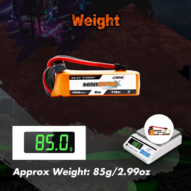 2PCS CNHL 6S 22.2V 450mAh Lipo Battery 70C Ministar With XT30 Plug For Mini Quad FPV Drone RC Quadcopter Helicopter Airplane 5