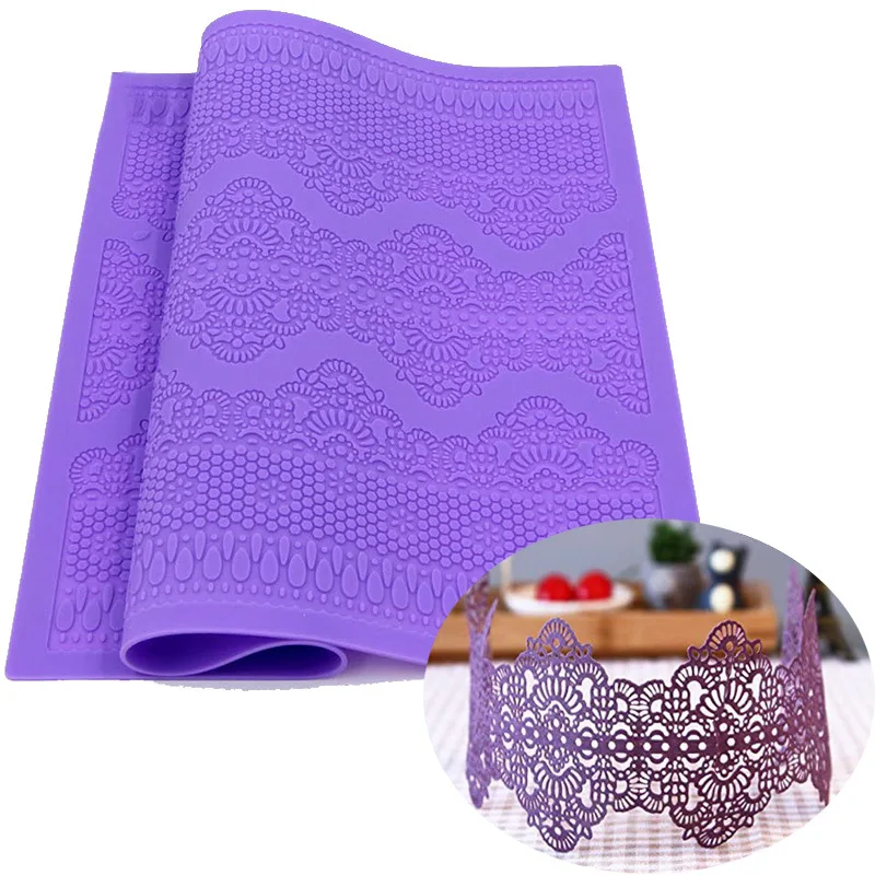 39*29 Silicone Lace Pattern Mat Fondant Cake Borde Sugarcraft Lace Pad