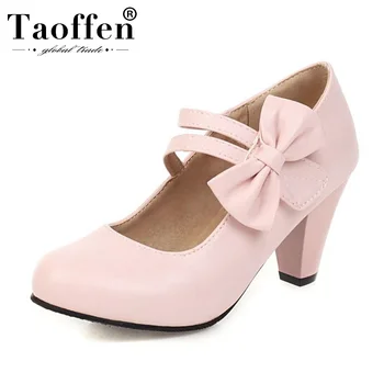 

Taoffen Plus Size 33-48 Women Pumps Party Round Toe High Heel Shoes Women Spring Office Ladies Wedding Party Footwear