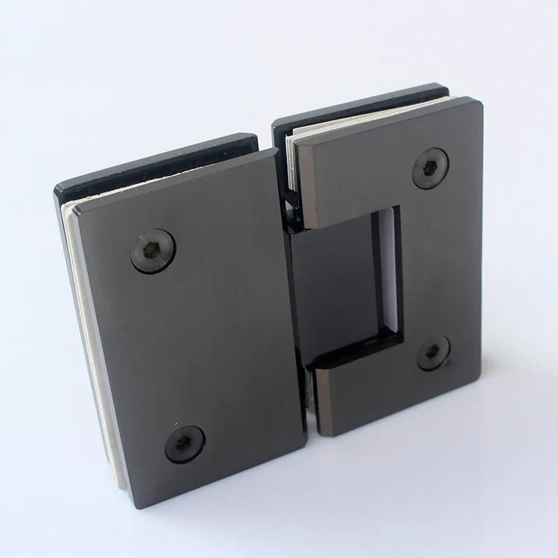 Black titanium brushed stainless steel bathroom glass clip fixture 180 degree hinge shower room accessories