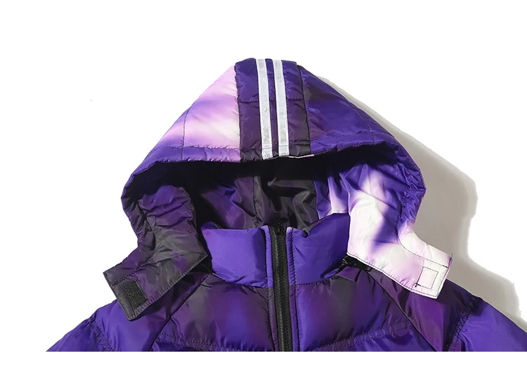 Hip Hop Hooded Jacket Parka Stripe Reflective Puffer Jacket Streetwear Men Windbreaker Harajuku Winter Padded Jacket Coat