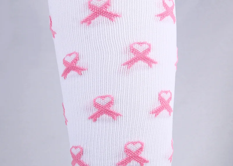 New Women's Colored Ribbons Compression Socks AIDS Logo Over the Calf High Socks Sports Running Socks FashionFootball Socks