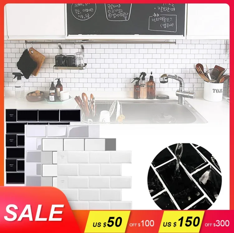 1PCS Self adhesive Waterproof Heatproof Vinyl Wallpaper 3D Peel and Stick Mosaic Tiles 12*12 inch Home decor Backsplash Kitchen | Дом и сад