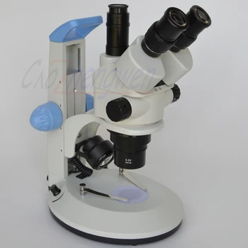 

Free Shipping Stereo Zoom Simul Focal Microscope 3.5X-45X Small Track Stand Trinocular Microscope with Dual LED Lights