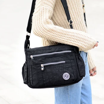 

Fashion Women Waterproof Nylon Casual Ladies Shoulder Bag Messenger Cross Body Bag Zipper Shopper Totes Handbag