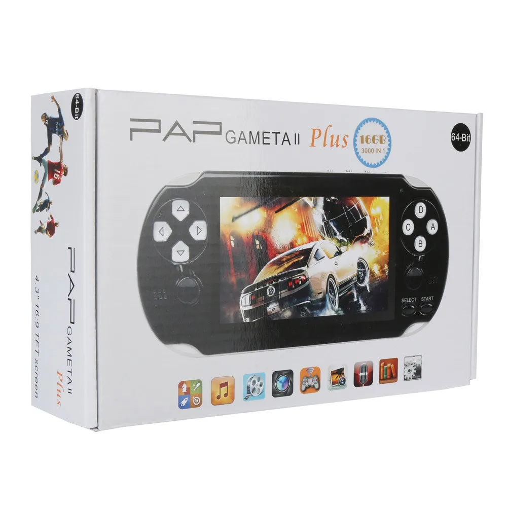 Новинка 16GB PAP II plus 4," Портативный игровой плеер 64 бит PAP Gameta PMP psp встроенный 3000 MP4 MP5 видео игровые приставки