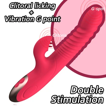 Heating Dildo vibrator 10 modes G Spot Vagina Massager Woman Masturbation AV Stick Tongue Double Vibrators Oral Sex Erotic toys 6