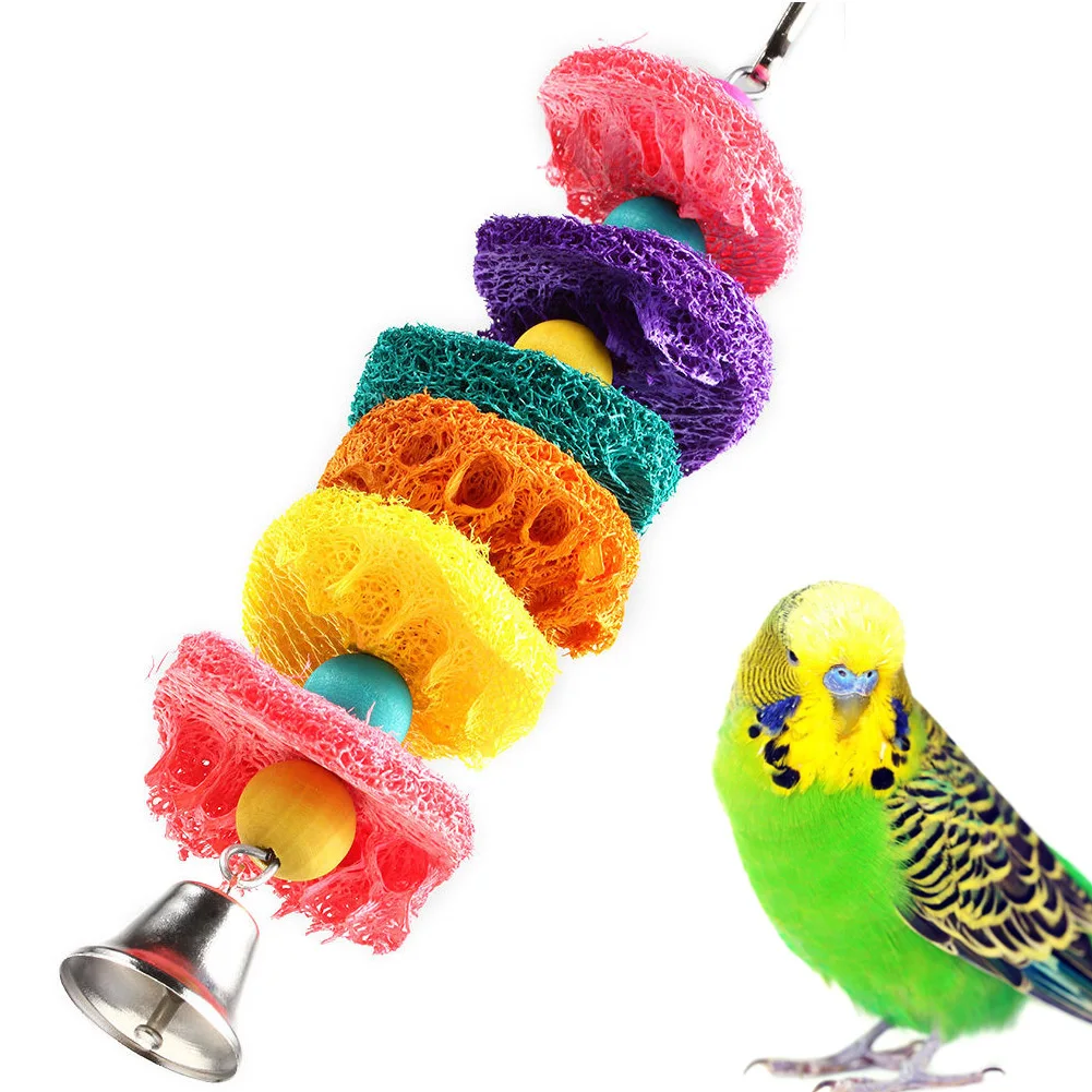 Птица игрушка попугай клетки Какаду Conure Жевательная люфа губка устойчивая к укусам Новинка