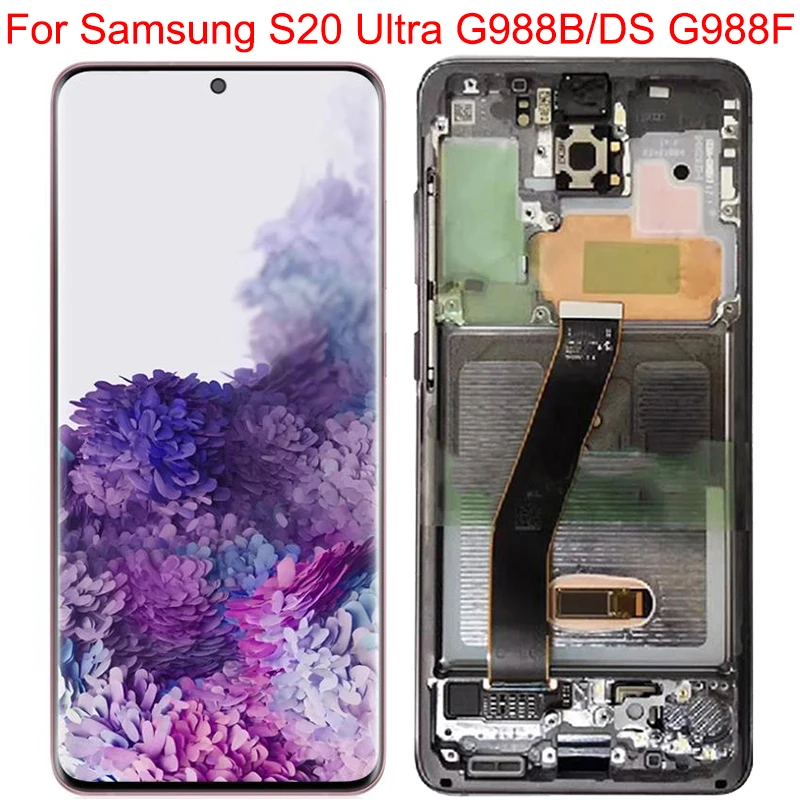 Review Super AMOLED G988B/DS LCD For Samsung Galaxy S20 Ultra Display With Frame 6.9Inch S20U G988F G988B Display Touch Screen Assembly