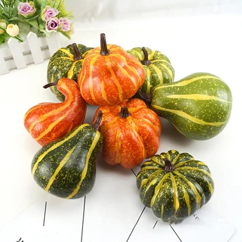

8pcs Fall Harvest Decorations Props Artificial Mini Pumpkin Gourd Berries Maple Simulation Decorations