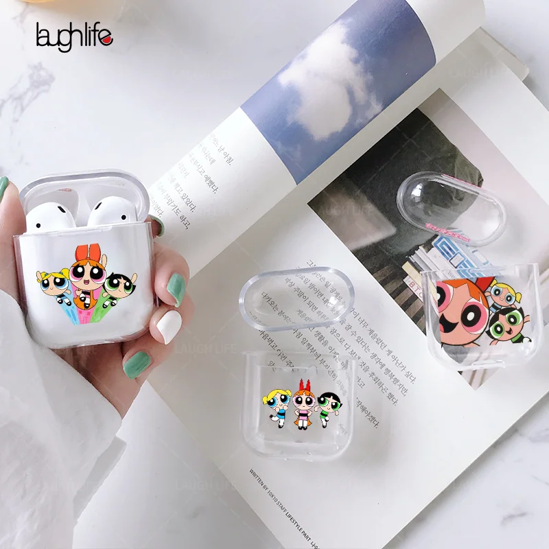 

Earphone Covers For Apple Airpods 1/2 Silicone Protection Case Cover Accessories Cute Blossom Powerpuff Police Girls INS Helmet