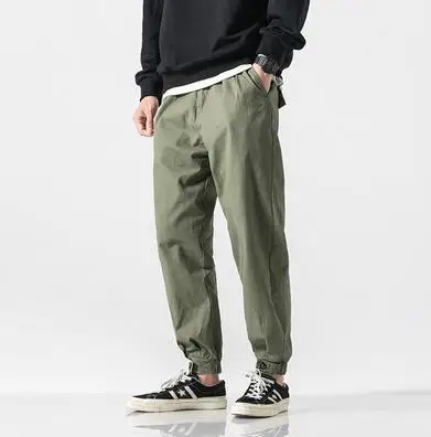 Military Green Zongke Япония стиль Мужские штаны для бега брюки Мужские штаны уличная тренировочные штаны-шаровары штаны, мужские брюки XXXL хип хоп осень - Цвет: Military Green
