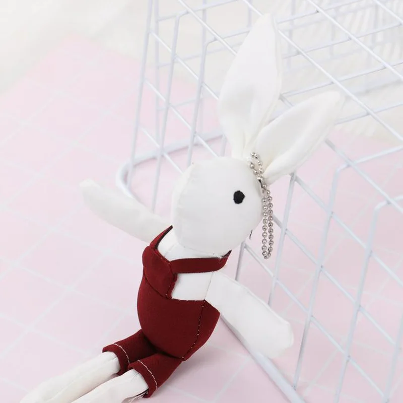 23 см Kawaii Мини кролик плюшевый игрушки цветок кролик мягкие игрушки для животных маленькая подвеска на телефон Подарки для свадьбы DTZ009 - Цвет: Red