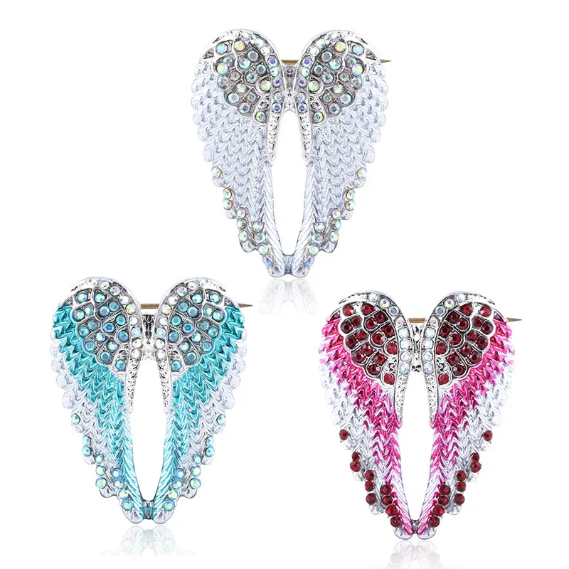 Crystal angel wings brooch
