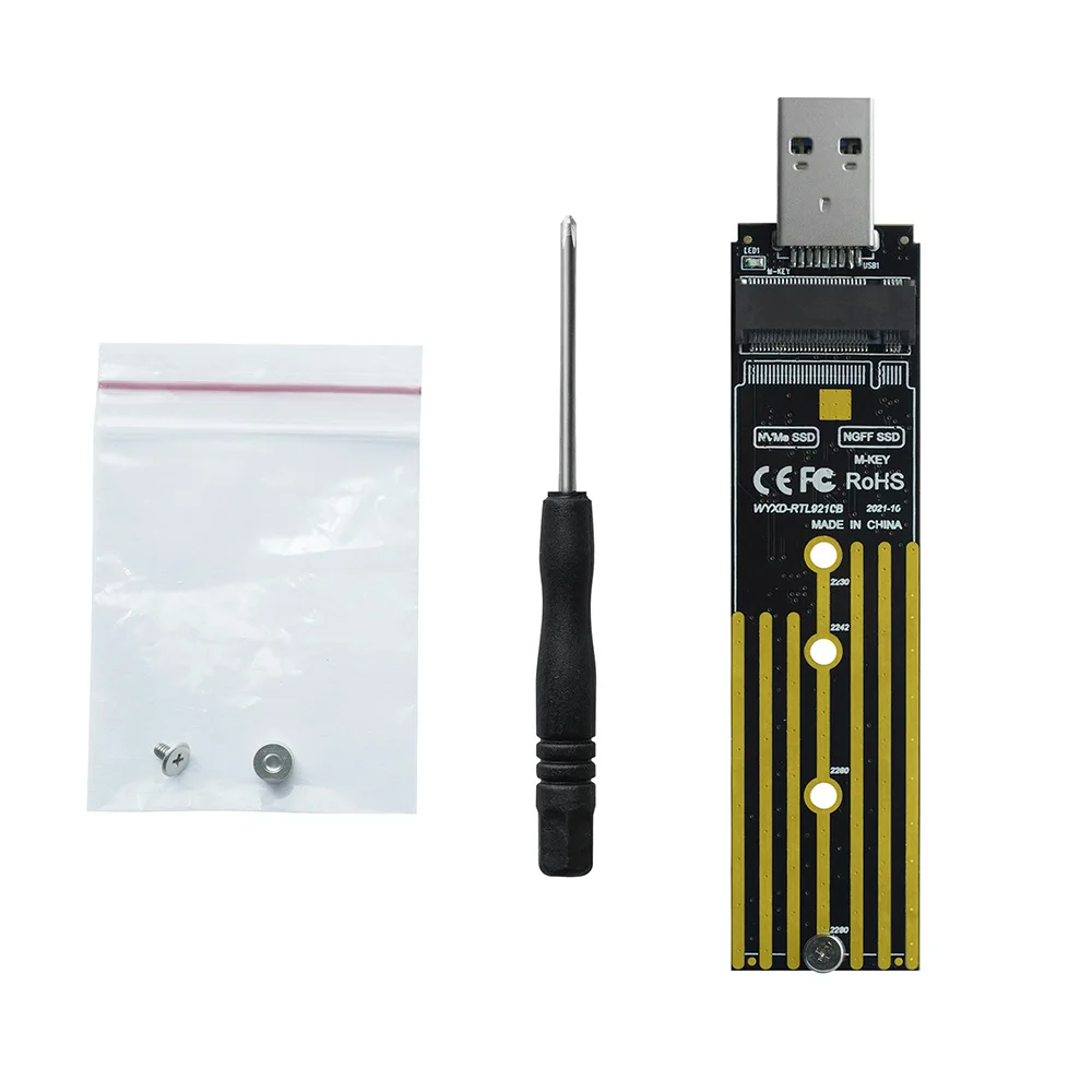 M.2 to USB Adapter Dual Protocol SSD Board M.2 NVME PCIe NGFF SATA M2 Card Support 2230 2242 2260 2280 NVME/SATA M2 SSD RTL9210B