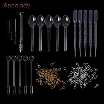 

1 Set Epoxy Resin Kit DIY Jewelry Making Tools Drill Pins Silver Gold Necklace Pendant Dropper Spoon Mix Stick Accessories JUL3