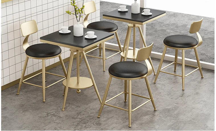 Table and chair combination of Nordic modern net red milk tea shop simple and fresh coffee shop dessert shop iron chair small ta