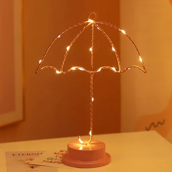 

WENHSIN Copper wire lamp umbrella flamingo table lamp room decoration night light