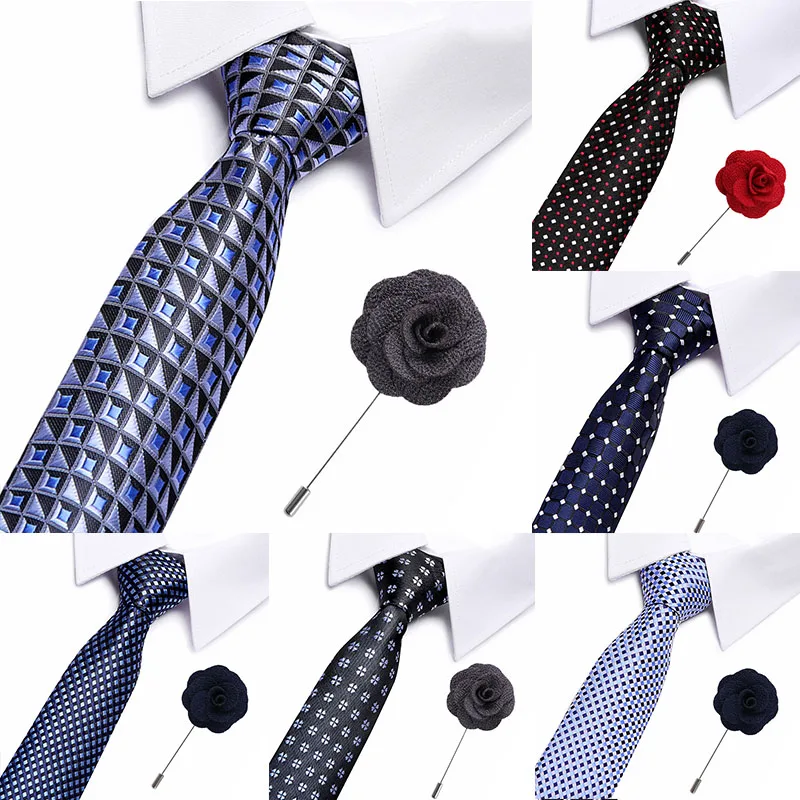 

Luxury 7.5 cm Mens Ties Man Stripe Brooch Neckties Corbatas Gravata Jacquard Woven Tie Business Formal Wedding Tie For Men