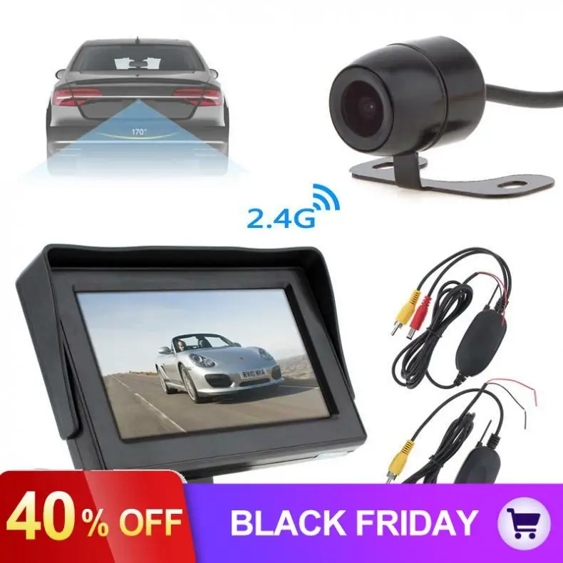 4,3 дюймов HD 2 видео вход TFT lcd Автомобильный монитор заднего вида с 2,4G беспроводной видео передатчик приемник и Автомобильная камера заднего вида