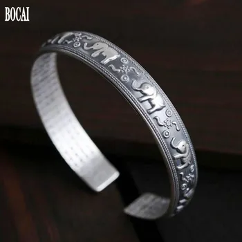 

2020 new Real s999 pure silver bracelet for woman retro Thai silver heart sutra bracelet lucky elephant wealthy woman bracelet