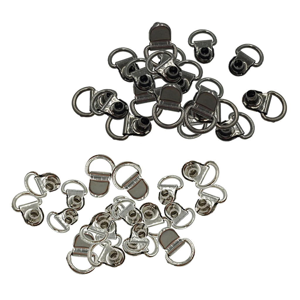 40x Boot Lace Hooks for Camp Hike Climbing Repair Leather Shoes Black Silver