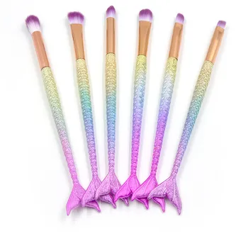 

Professional 6PCS/Set Mermaid Makeup Brushes Eyebrow Makeup Brush Set Fishtail Mermaid Foundation Blending Eye Shadow Brush