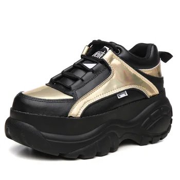 

Chunky Shoes Sneaker Shoes Women Platform Flats Sneakers High Heel Thick Bottom Spring Female Genuine Leather Sneaker Breathable