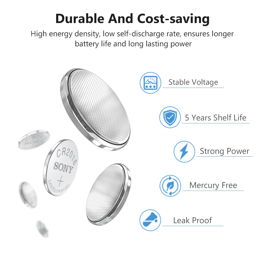 5 шт. для SONY CR2016 кнопочные батареи LM2016 BR2016 DL2016 ячейка монета литиевая батарея 3 в CR для часов электронная игрушка пульт дистанционного управления