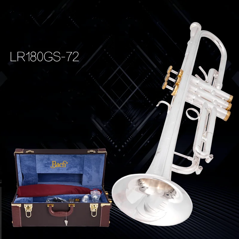 Stradivarius Bb trompet LR180GS-72 g&uuml;m&uuml;ş kaplama m&uuml;zik enstr&uuml;man yeni trompet ağızlık profesyonel sınıf