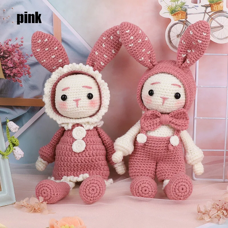 

Handmade Crocheted Wool Dolls Material Pack DIY Long Ears Rabbits Handmade Dolls P666