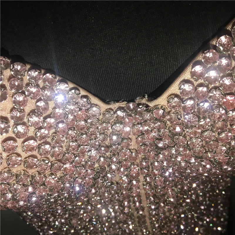 Bling Rhinestone Camis Sexy Spaghetti Strap Backless Low Neckline Diamante Crop Top Party Night Club Chic Camisole For Lady