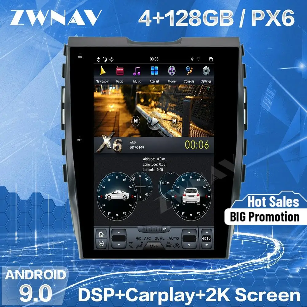 4 + 128G Tesla Screen Carplay для 2015 2016 2017 2018 2019 Ford EDGE Android 9 Unit Автомобильный мультимедийный