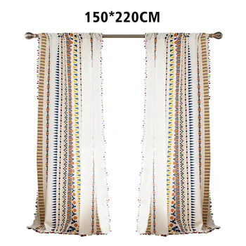 

2pcs Living Room Home Decor Rustic Style Kitchen Privacy Cotton Linen Window Curtain Light Filtering Balcony Office Washable