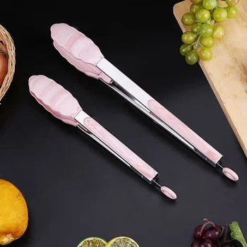 

2pcs Silicone BBQ Grilling Tong Salad Bread Serving Tong Non-Stick 9 12 Inch Kitchen Barbecue Grilling Cooking Tong Food Clip