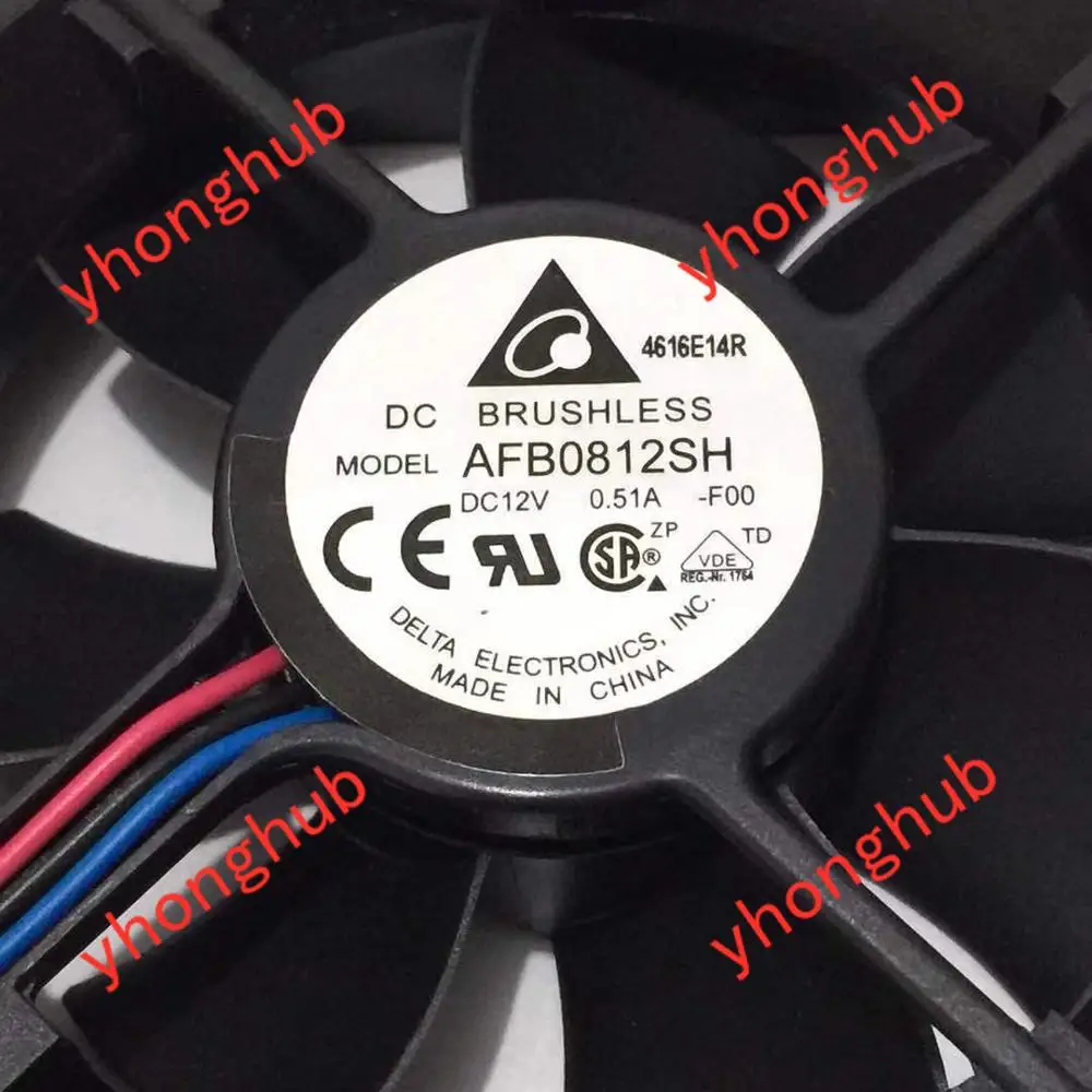 Delta Electronics AFB0812SH F00 DC 12V 0.51A 80x80x25 мм 3 Провода Сервер вентилятор