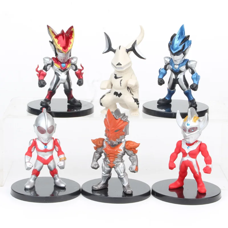 6pcs/set Ultraman Q version Tyro Rosso Bruce Superman Cute Action Figure Birthday Toys Hand-made Model Decoration 7cm | Игрушки и хобби