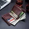 Genuine Leather Men Wallets Vintage Cow Leather Wallet Male Handmade Custom Dollar Price Coin Purse Short Wallet carteira 6