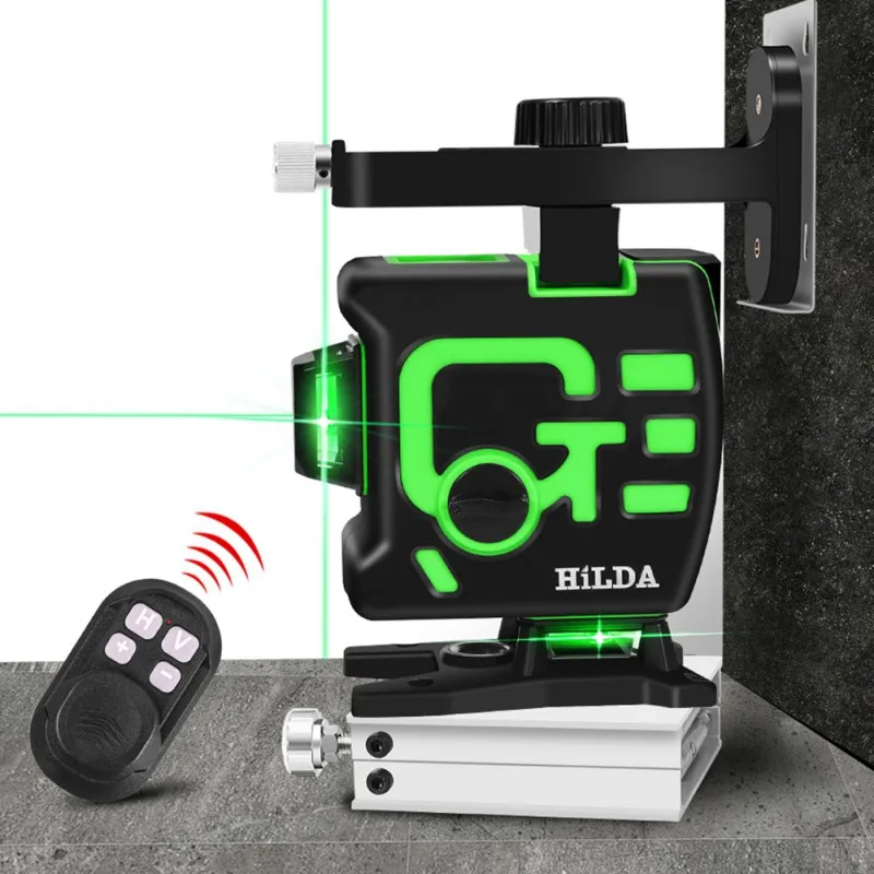 

Laser Level 12 Lines 3D Green Beam Self-Leveling 360 Horizontal And Vertical Cross Line Laser With Stand And Remote Control