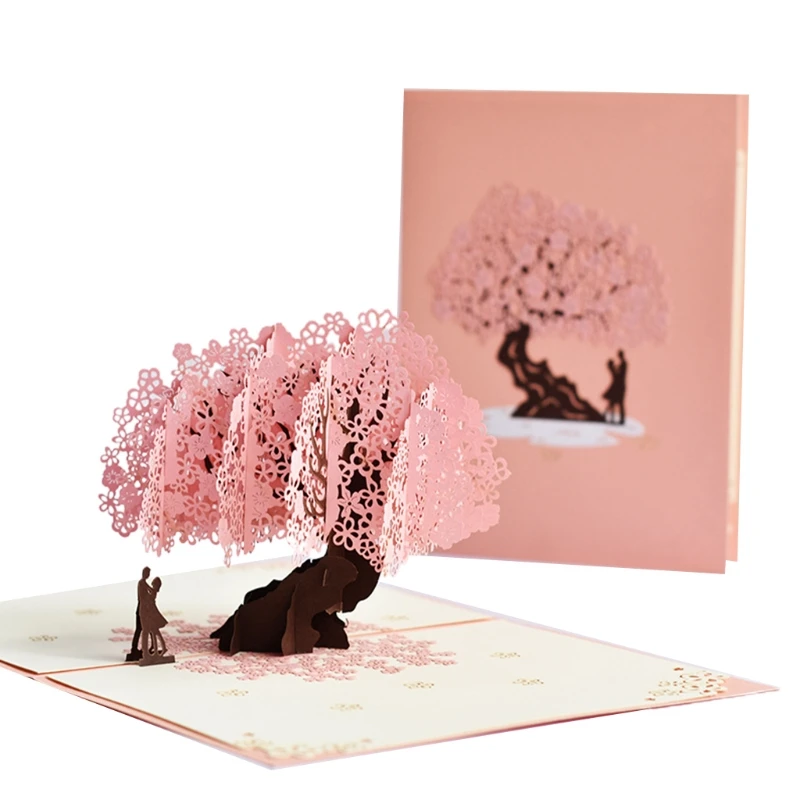 Carte De Vœux Pop Up 3d En Fleurs De Peche Pour Couple Cartes De Jour Avec Enveloppe Pour Mariage Anniversaire Aliexpress