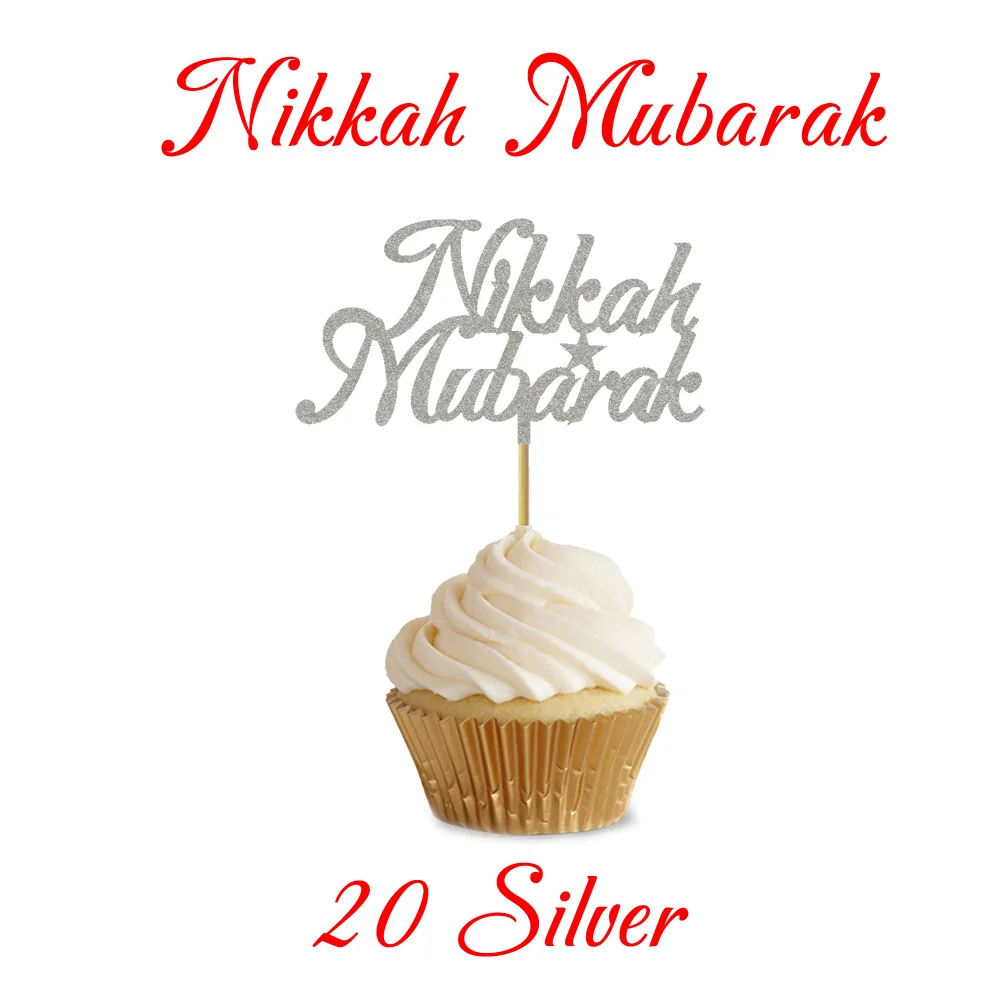 20 шт. 3x5 дюймов Eid Топпер для кексов Nikkah Mubarak Eid Mubarak hajj Mubarak Umrah Mubarak Топпер для кексов Eid al-Fitr украшения - Цвет: Nikkah Mubarak
