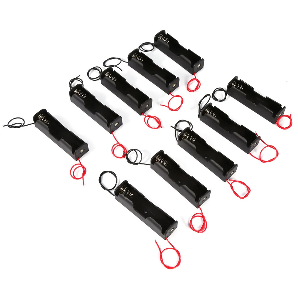 

10pcs Plastic Battery Holders Storage Boxes AA Rechargeable Battery Wired Case Black Toy Part