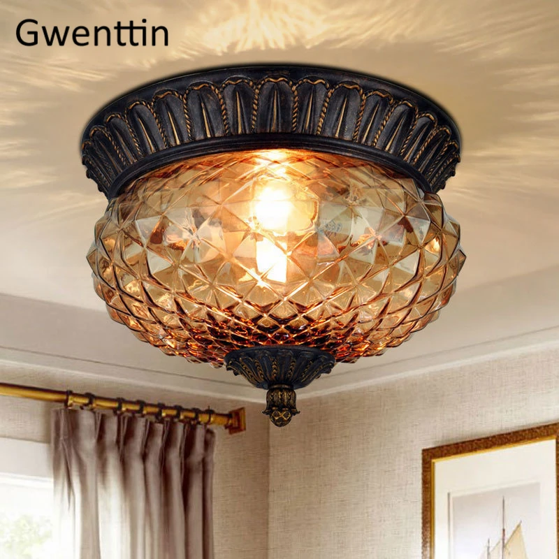 

Vintage Glass Kitchen Ceiling Lights Plafonnier Led Ceiling Lamp for Living Room Hanging Light Fixtures Home Lighting Art Deco