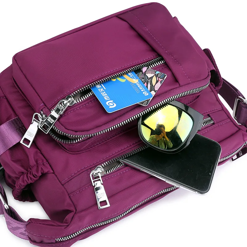 

2019 New Style Cross Washing Nylon Crossbody Bag Light Solid Color Casual Multilayer Mommy WOMEN'S Bag