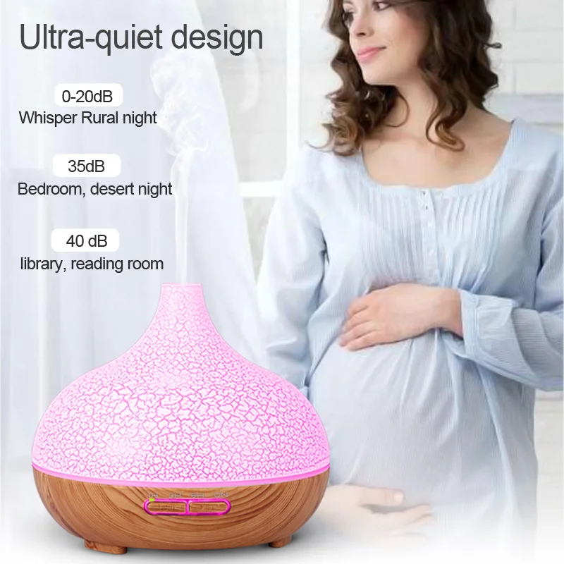 Searide 400ml Air humidifier Aromatherapy Ultrasonic wood Aroma Essential Oil Diffuser 7 Changeable