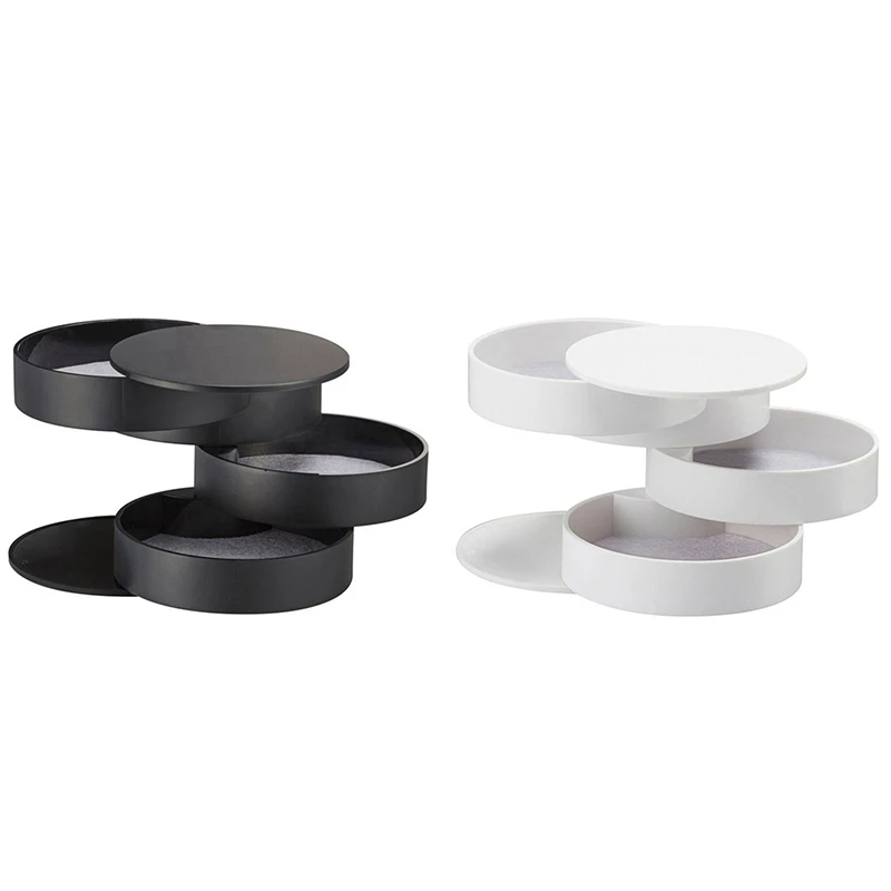

4 Layers Jewelry Storage Box 360 Degrees Rotary Holder Jewelry Organizer for Earrings Rubber Band Bracelet Small Items Organizer