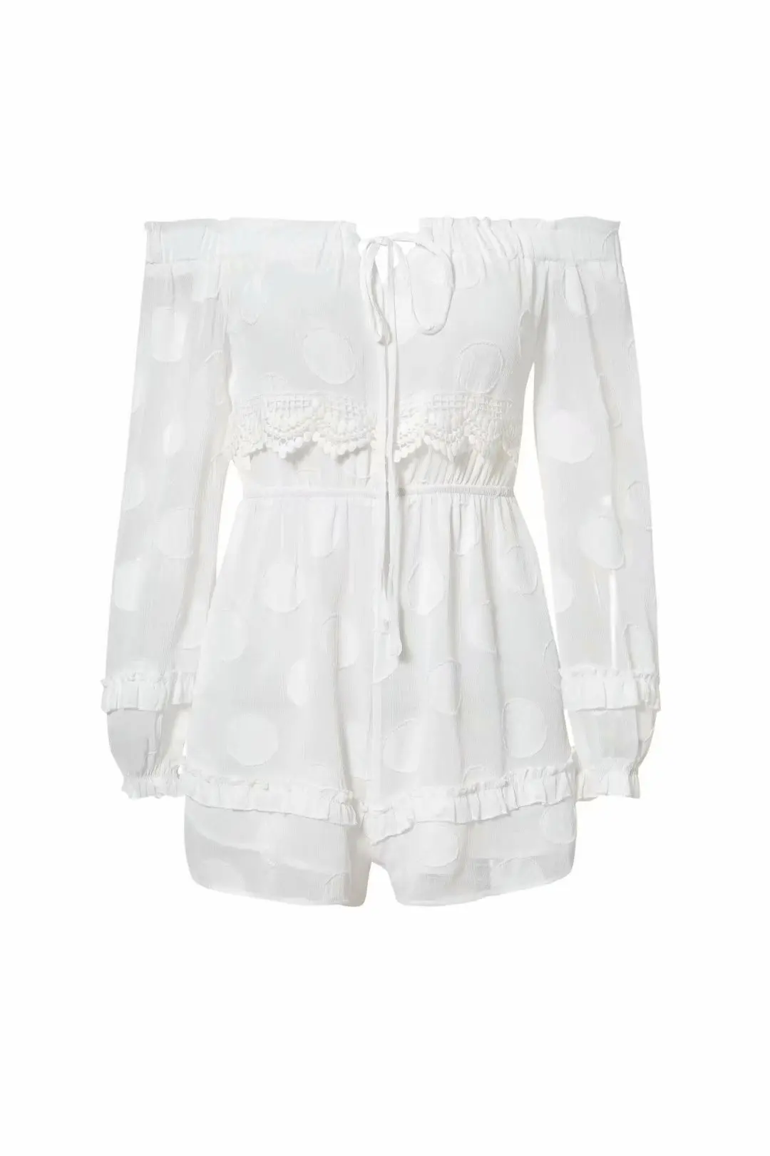 

Summer New Products Western Style Solid Color Casual Transparent Long Sleeve Horizontal Neck off-Shoulder Onesie Women's One Pie